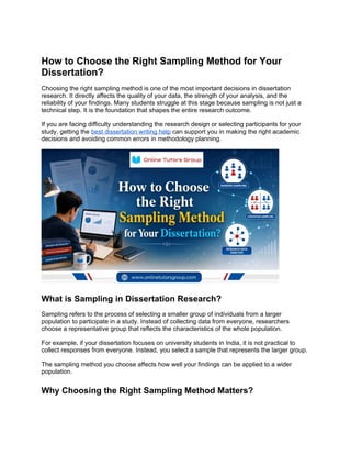 Sampling Strategy Dissertation How to Choose the Right Sampling Method for Your Dissertation.docx