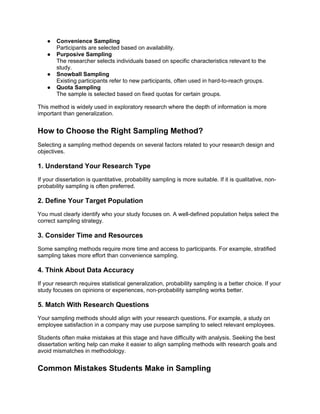 Sampling Strategy Dissertation How to Choose the Right Sampling Method for Your Dissertation.docx