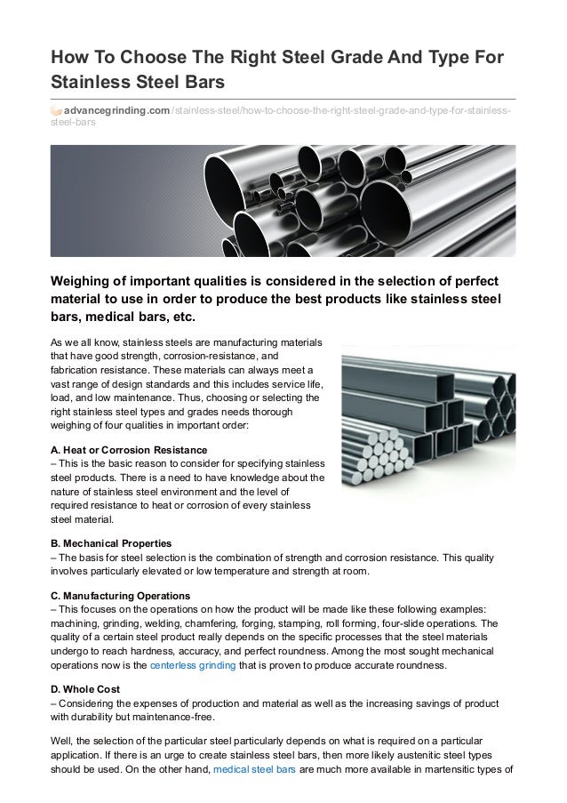 How to choose the right steel grade and type for stainless steel bars