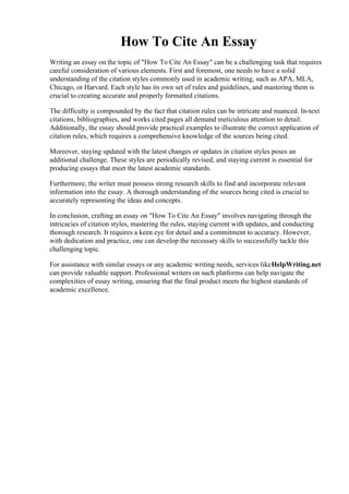 How To Cite An Essay. How to cite sources in an essay examples ...