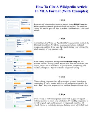 How To Cite A Wikipedia Article In MLA Format With Examples PDF