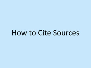 How to cite sources