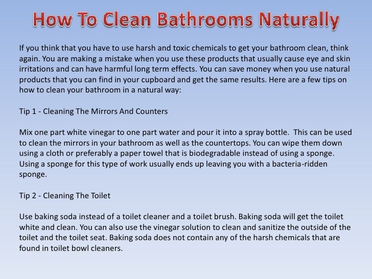 How to clean bathrooms naturally