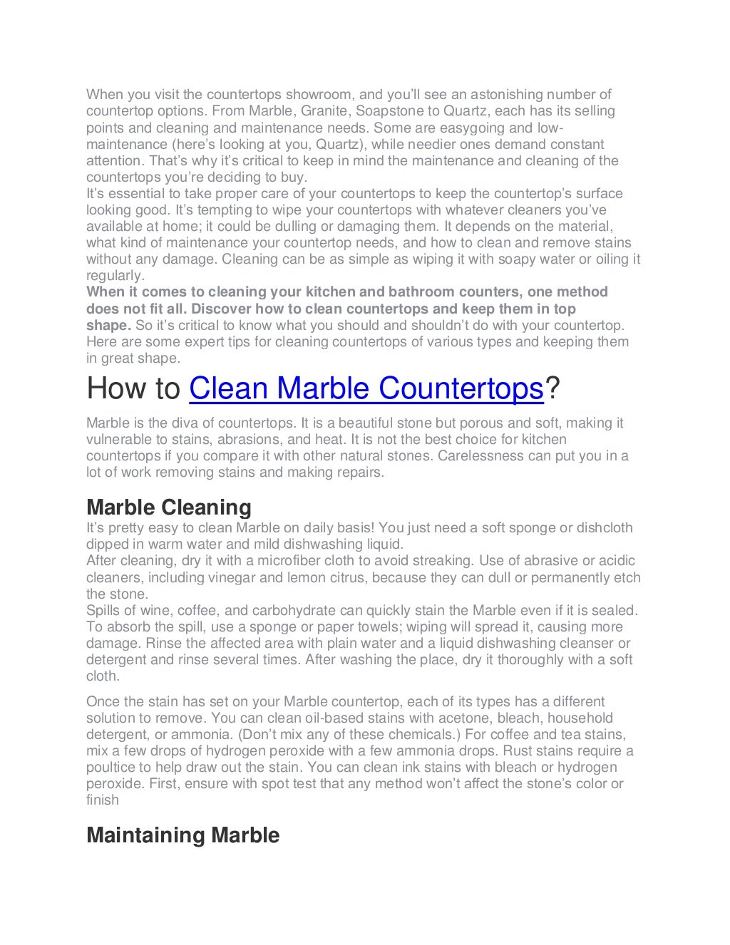 How to clean countertop