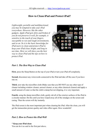 How to clean ipad and protect ipad