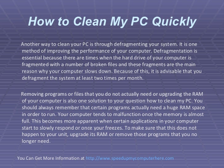 How to clean my pc quickly