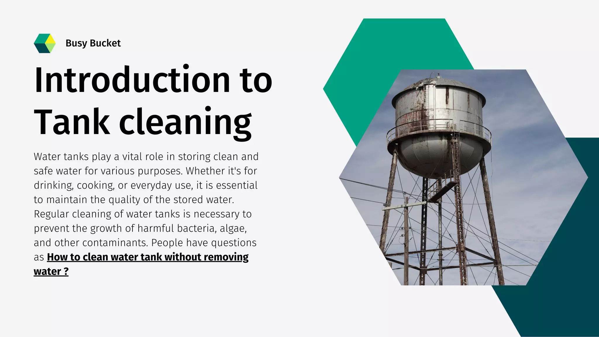 How to Clean Water Tank without Removing Water PPT