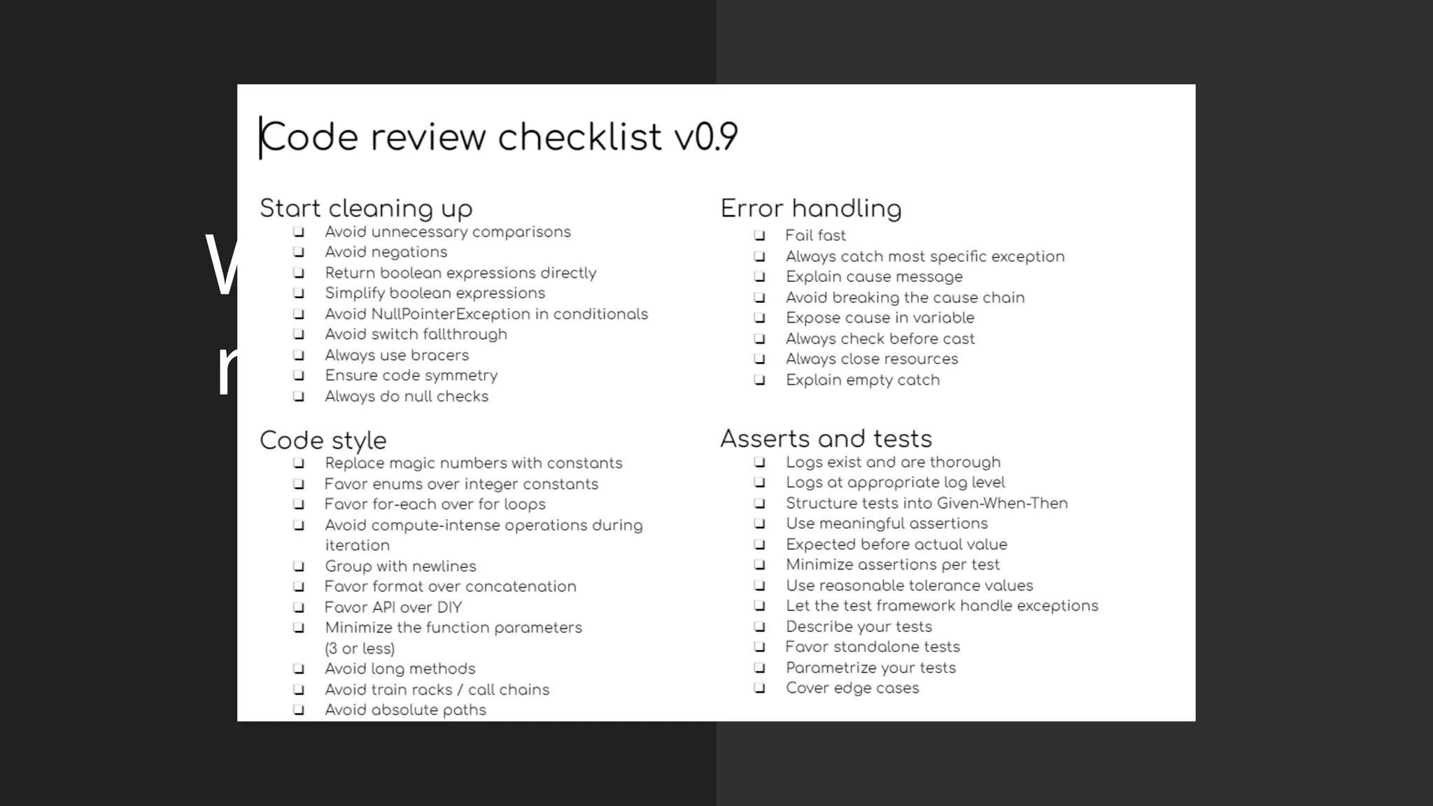 What to
review? Use a checklist!
 