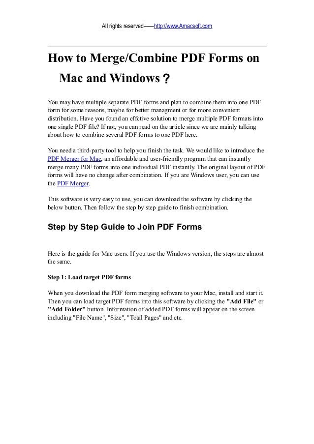 How to combine pdf forms on mac and windows