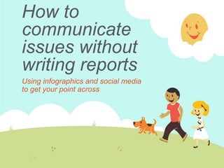 How to
communicate
issues without
writing reports
Using infographics and social media
to get your point across
 