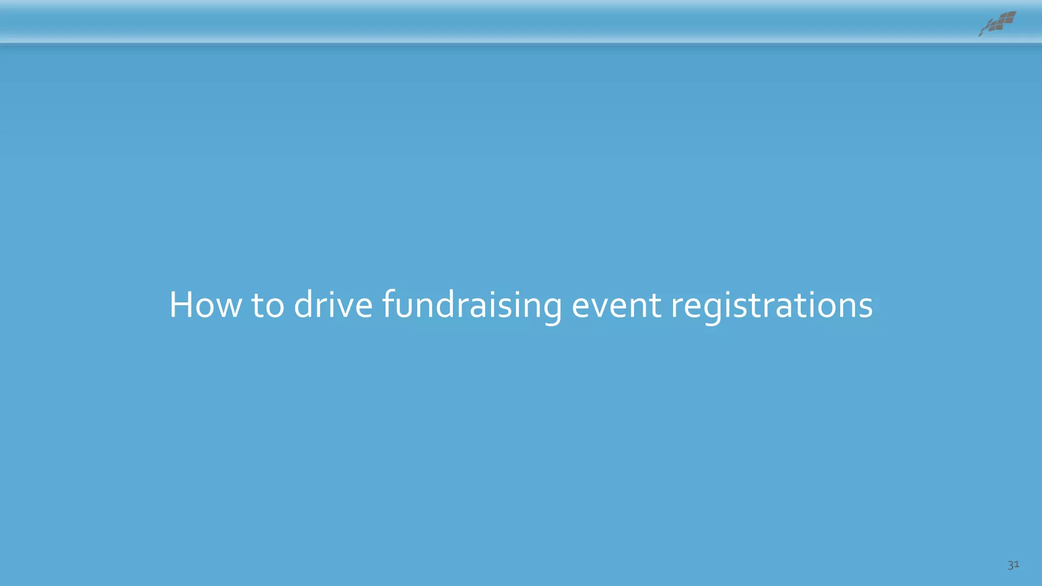 31
How to drive fundraising event registrations
 