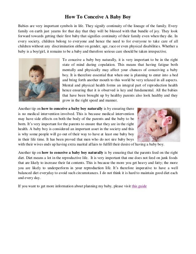 How To Conceive A Baby Boy How To Conceive A Baby Boy