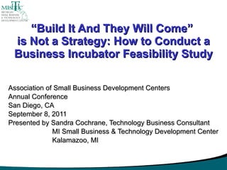 “ Build It And They Will Come”  is Not a Strategy: How to Conduct a Business Incubator Feasibility Study ,[object Object],[object Object],[object Object],[object Object],[object Object],[object Object],[object Object]
