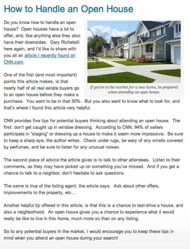 How To Conduct An Open House