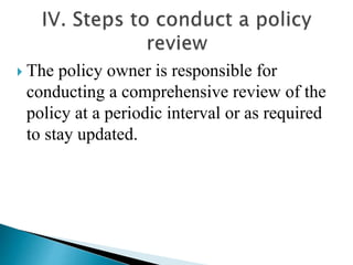 Policy Review Update policy review | PPTX