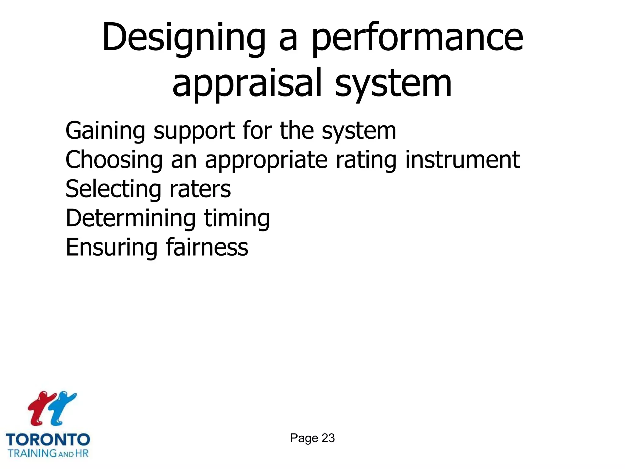 Guidelines for Effective Goal SettingAssign Specific GoalsEncourage ParticipationAssign Measurable GoalsAssign Challenging but Doable GoalsGoals and standards for performancePage 21