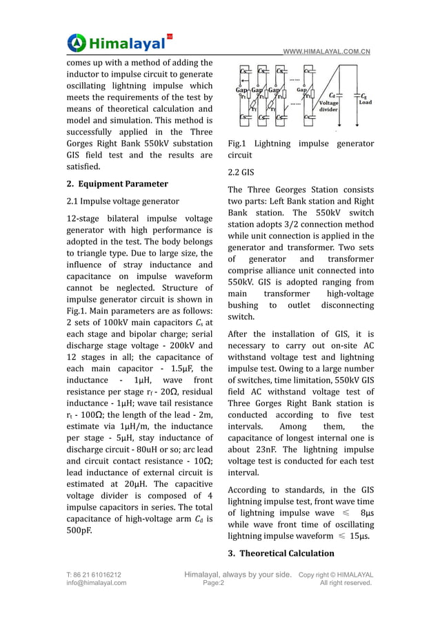 How to conduct the lightning impulse withstand test on 550kv GIS?