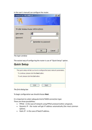 Router Configuration Window How to configure a router | DOCX