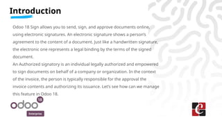 How to Configure Authorized Signatory on Invoice in Odoo 18 | PPTX