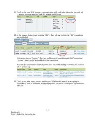Palo Alto BGP configuration basics document | PDF