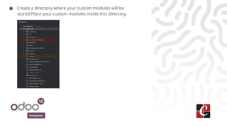 Enterprise
● Create a directory where your custom modules will be
stored.Place your custom modules inside this directory.
 