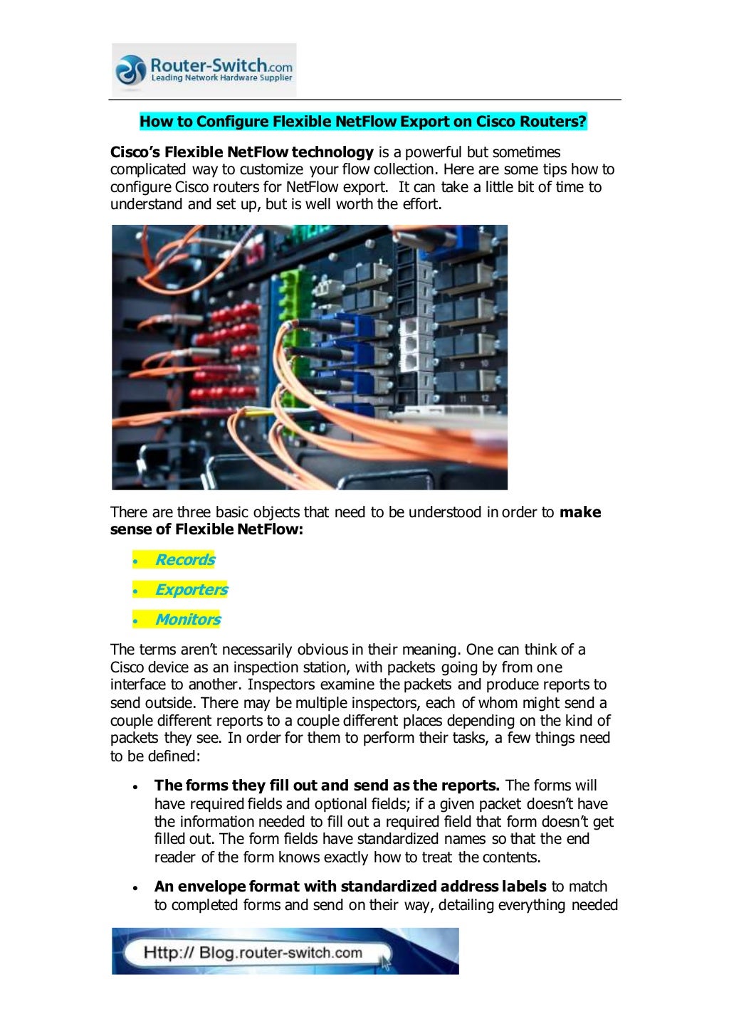 How to configure flexible netflow export on cisco routers