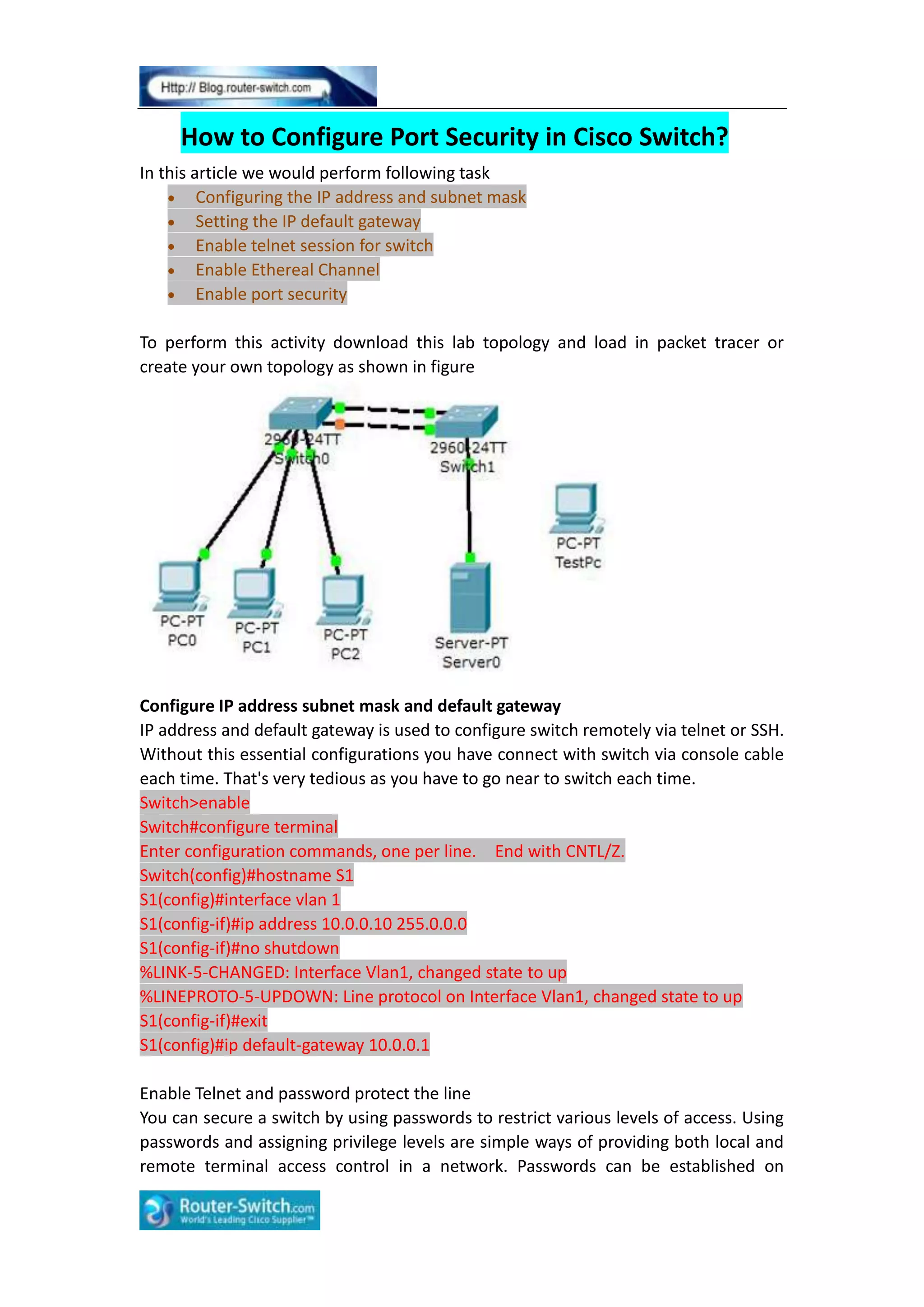 How To Configure Port Security In Cisco Switch DOCX How To Configure Port Security In Cisco Switch DOCX