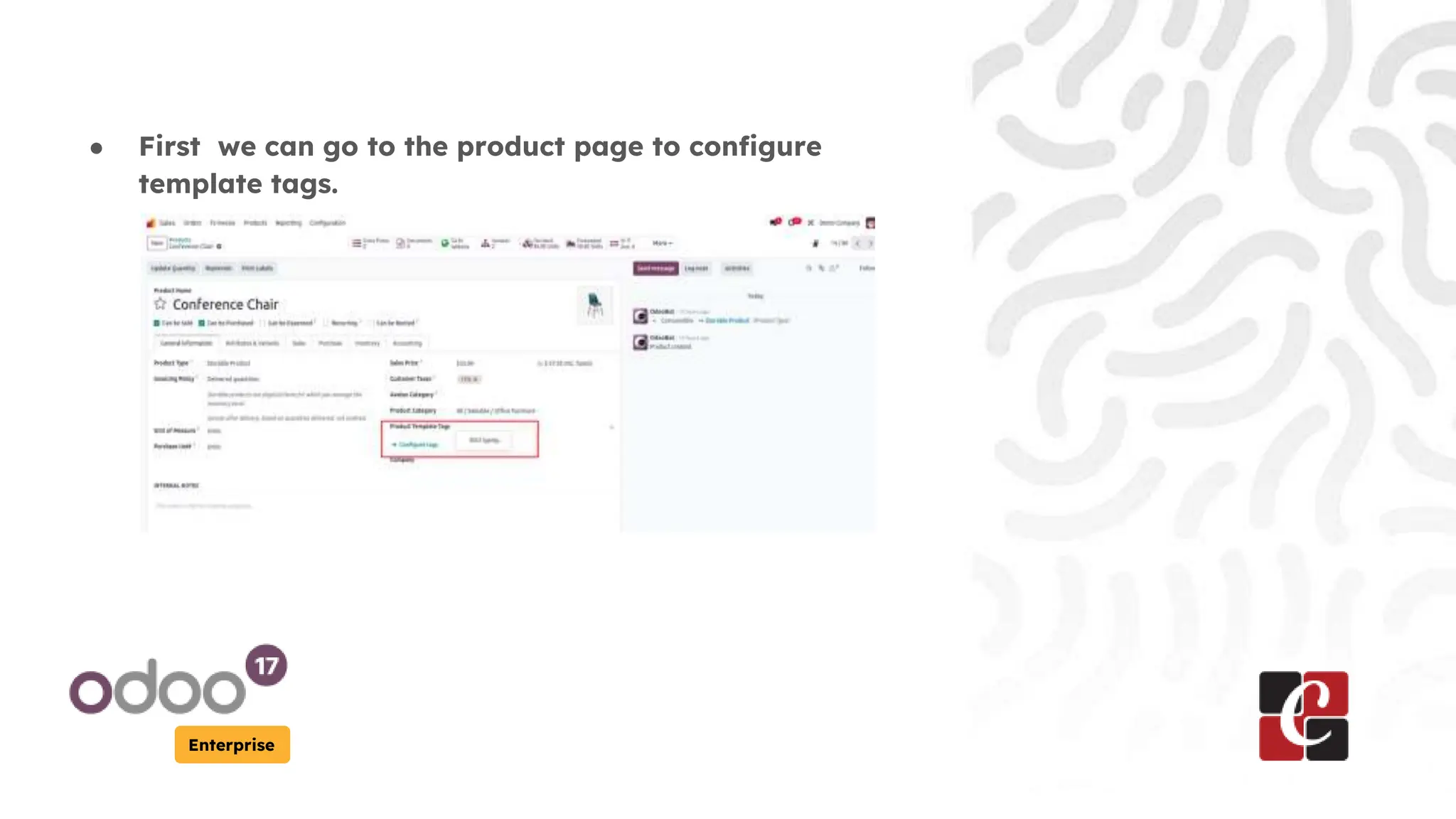 Enterprise
● First we can go to the product page to configure
template tags.