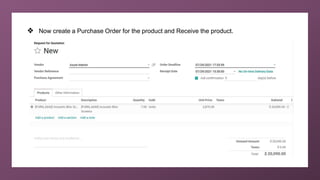 ❖ Now create a Purchase Order for the product and Receive the product.
 