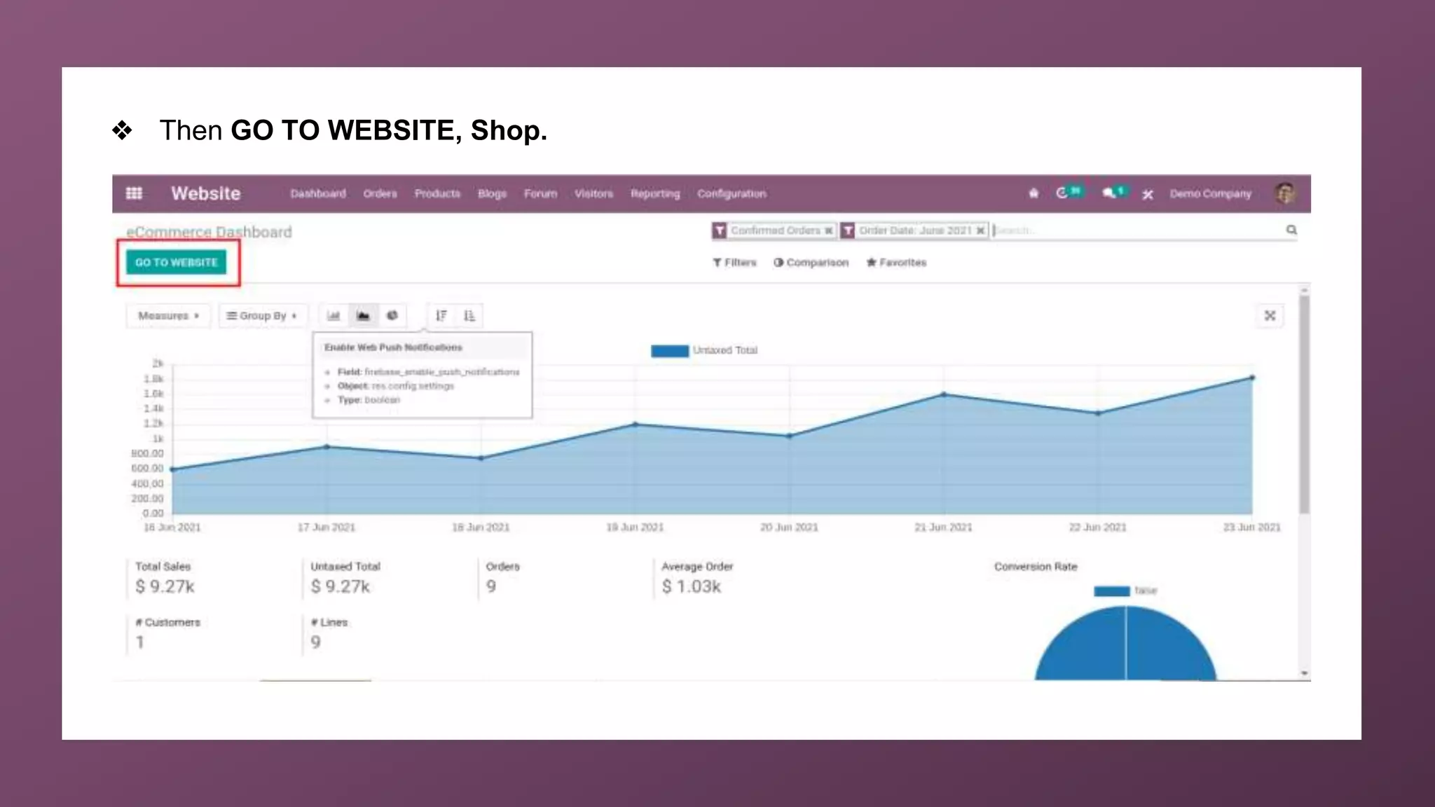 ❖ Then GO TO WEBSITE, Shop.