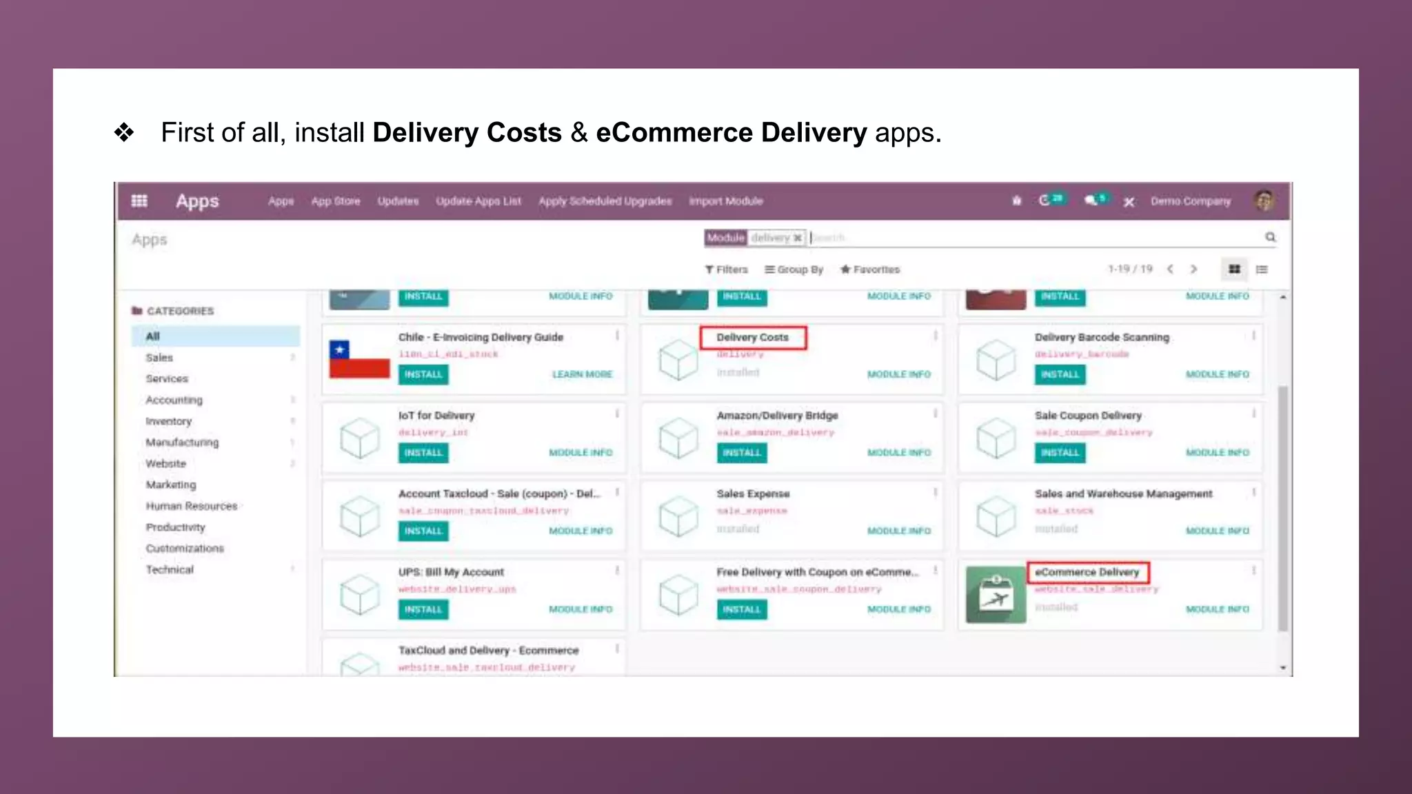 ❖ First of all, install Delivery Costs & eCommerce Delivery apps.