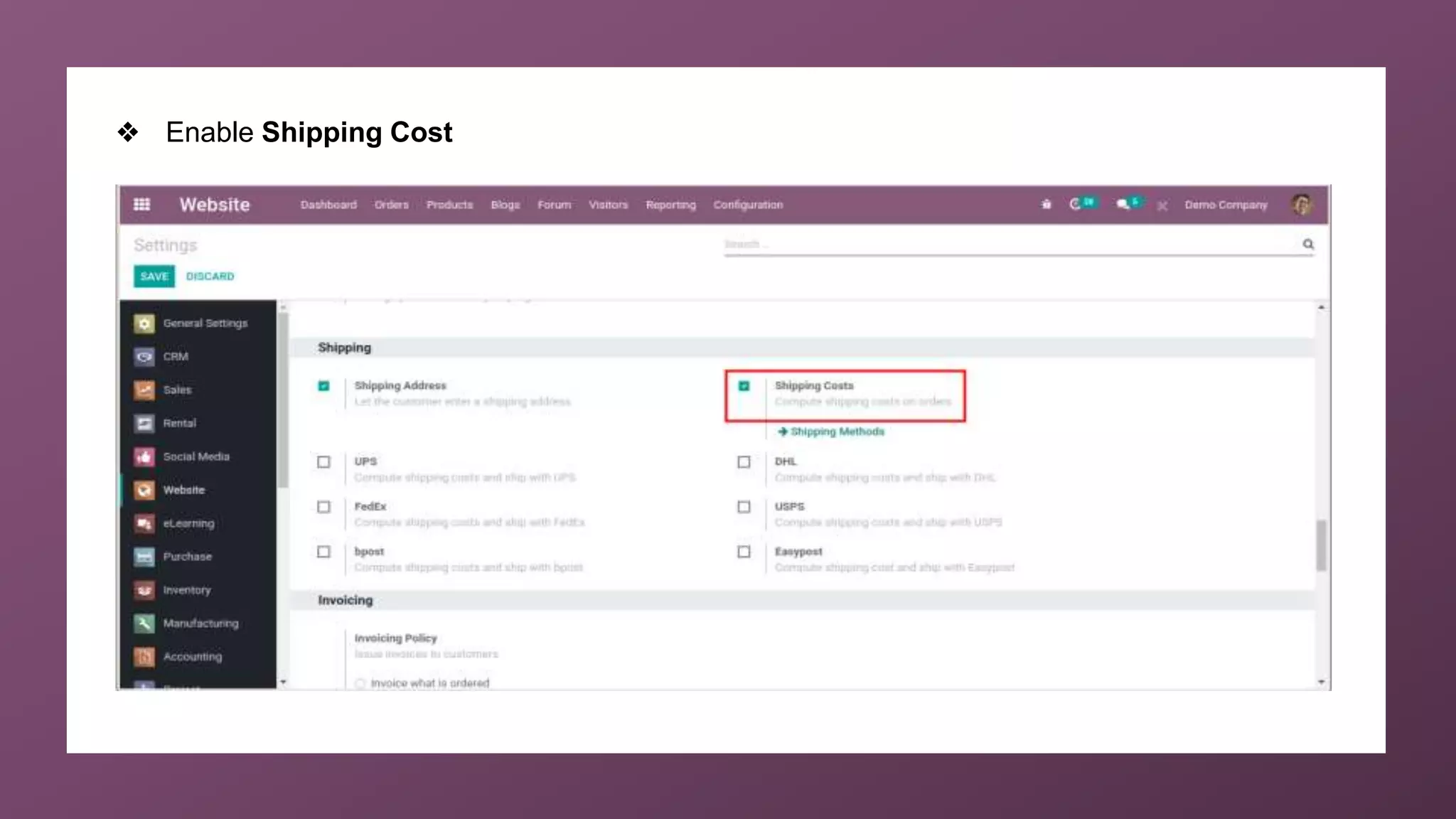 ❖ Enable Shipping Cost