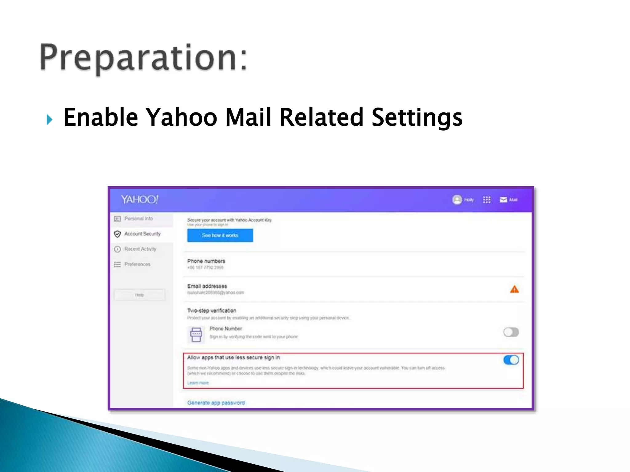  Enable Yahoo Mail Related Settings
