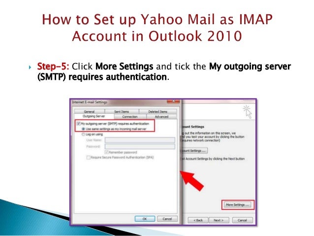 How To Configure Yahoo Mail As Imap Account In Outlook 2010