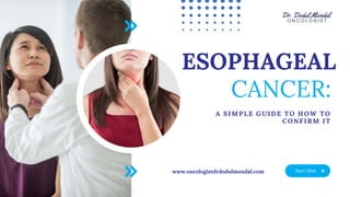CANCER:
A SIMPLE GUIDE TO HOW TO
CONFIRM IT
ESOPHAGEAL
Start Slide
www.oncologistdrdodulmondal.com
 