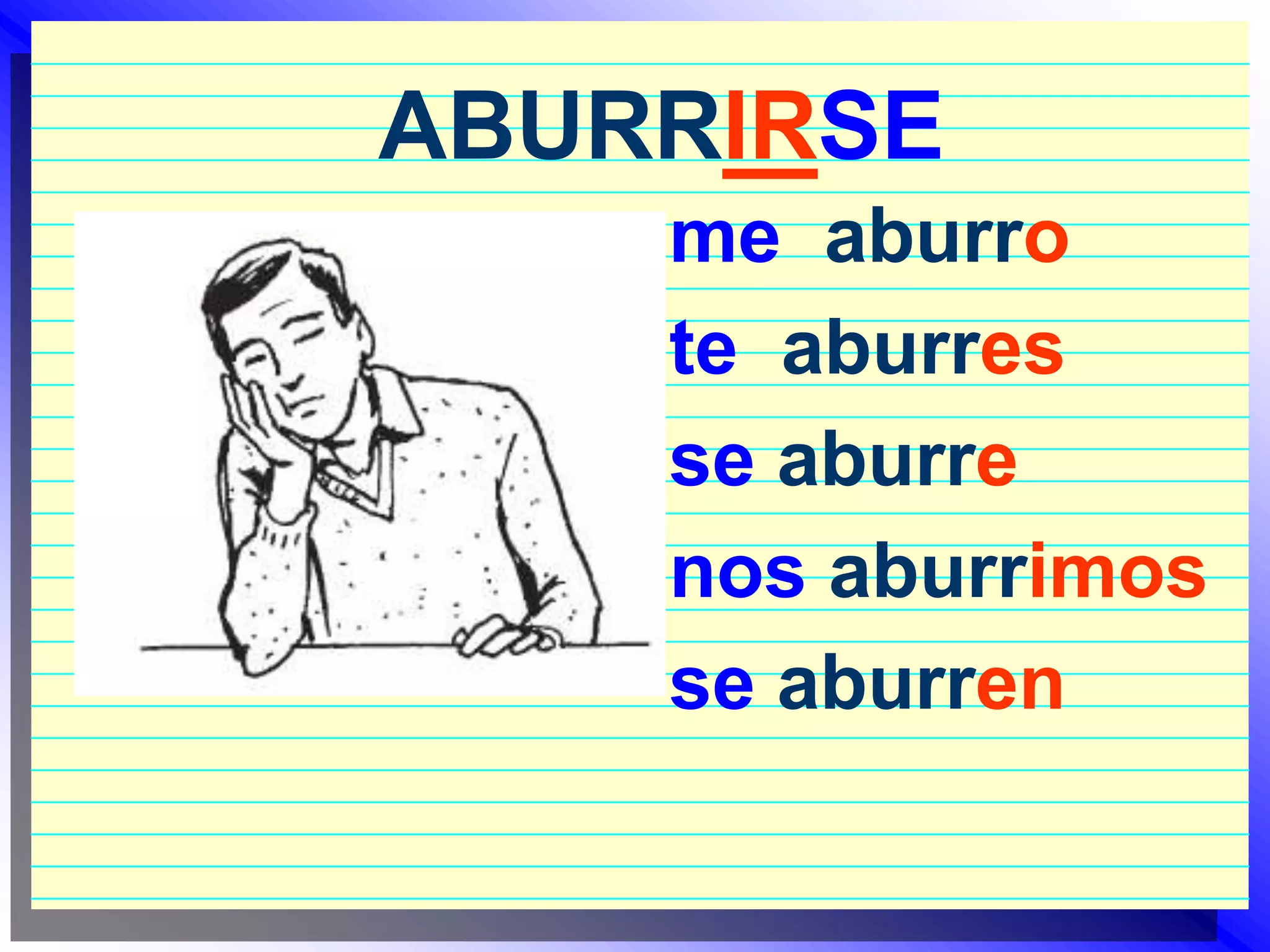ABURRIRSEme  aburrote  aburresse aburrenos aburrimosse aburren