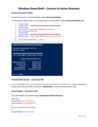 How To Connect To Active Directory PowerShell | PDF