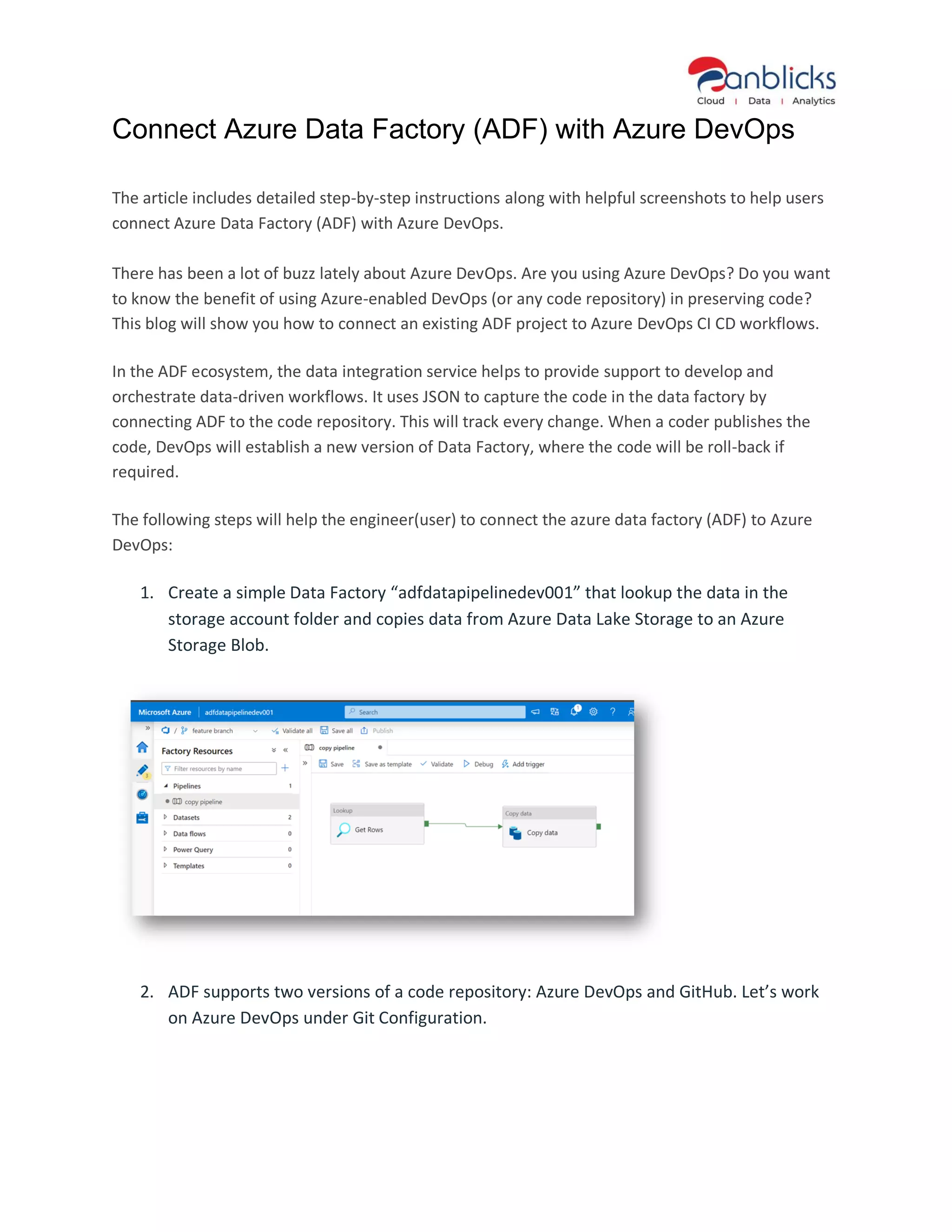 Connect Azure Data Factory (ADF) With Azure DevOps | PDF