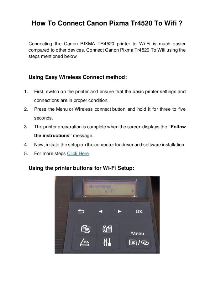 How to connect canon pixma tr4520 to wifi complete guide