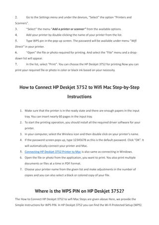 HOW TO CONNECT HP DESKJET 3752 TO WIFI MAC