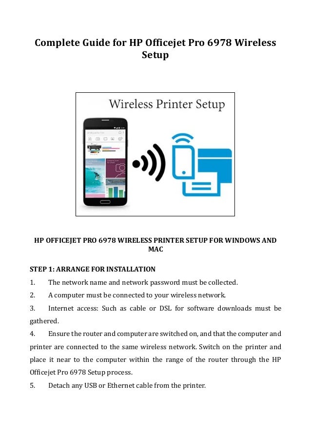 Complete Guide for HP Officejet Pro 6978 Wireless Setup