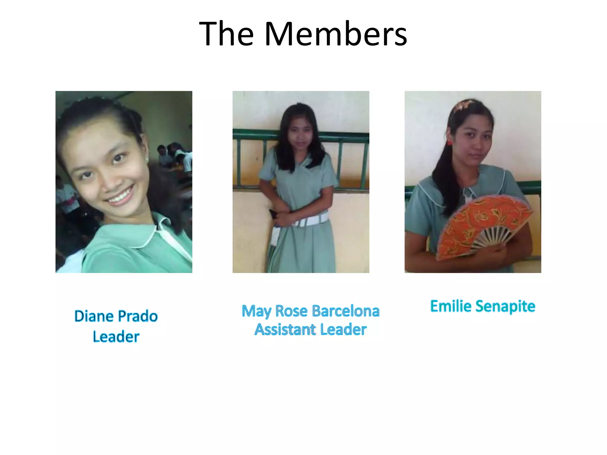 The MembersDiane PradoLeaderEmilieSenapiteMay Rose BarcelonaAssistant Leader