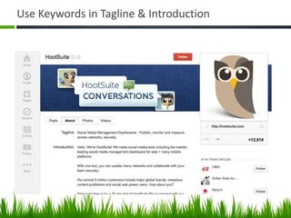 Use Keywords in Tagline & Introduction
 