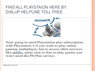 FIND ALL PLAYSTAION HERE BY
DIALUP HELPLINE TOLL FREE