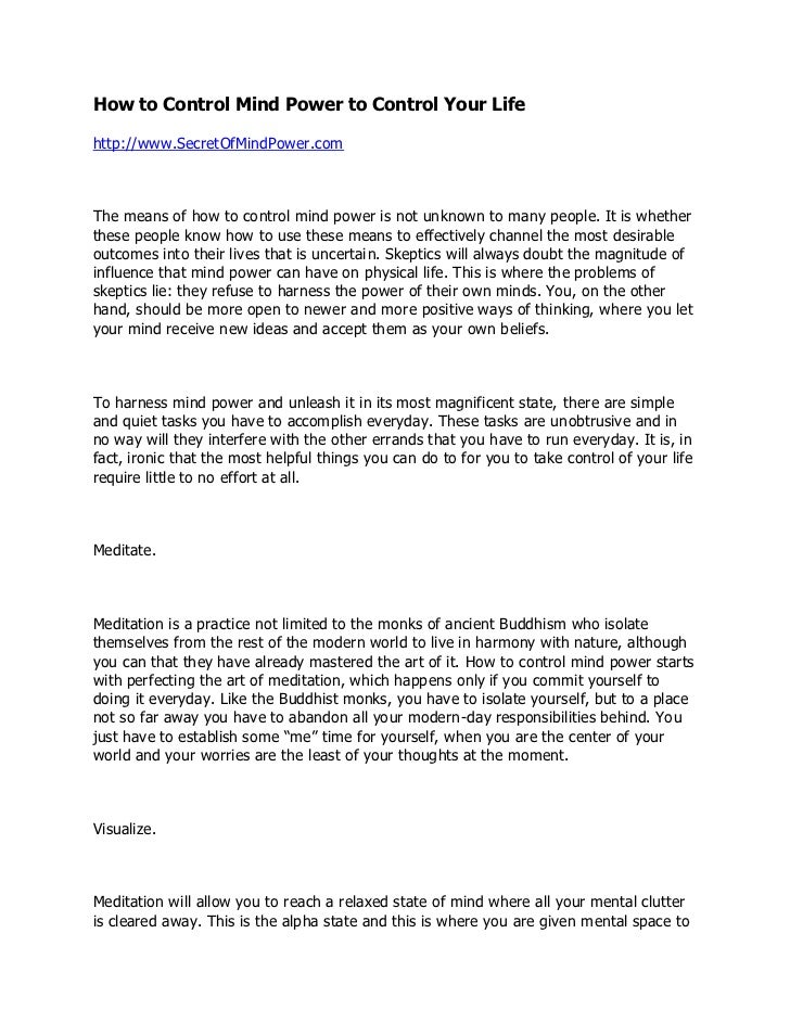 How To Control Mind Power To Control Your Life