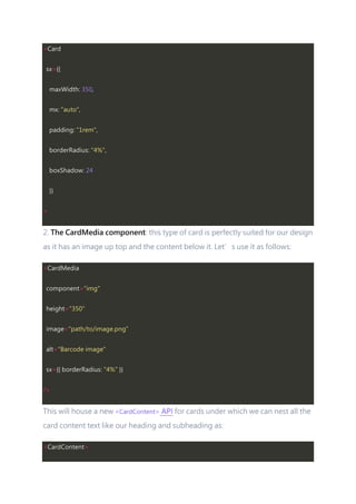 Mui Code Component How to Convert a Component Design into an MUI React Code | PDF
