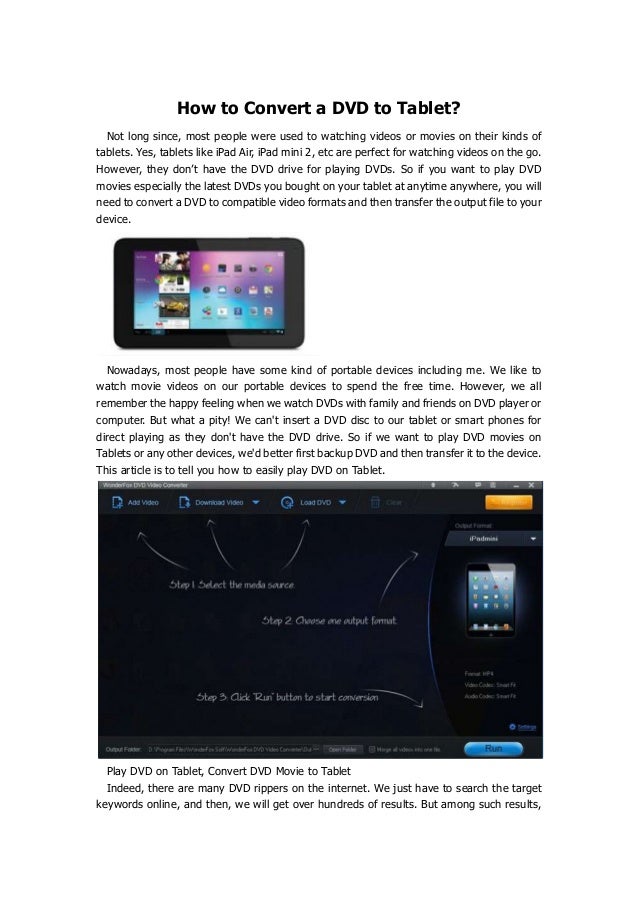 How to convert a dvd to tablet