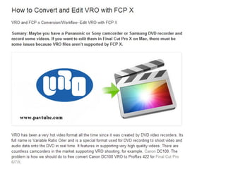 How to convert and edit vro with fcp x 