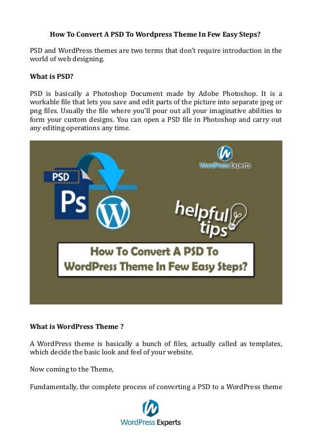how to convert psd to wordpress template