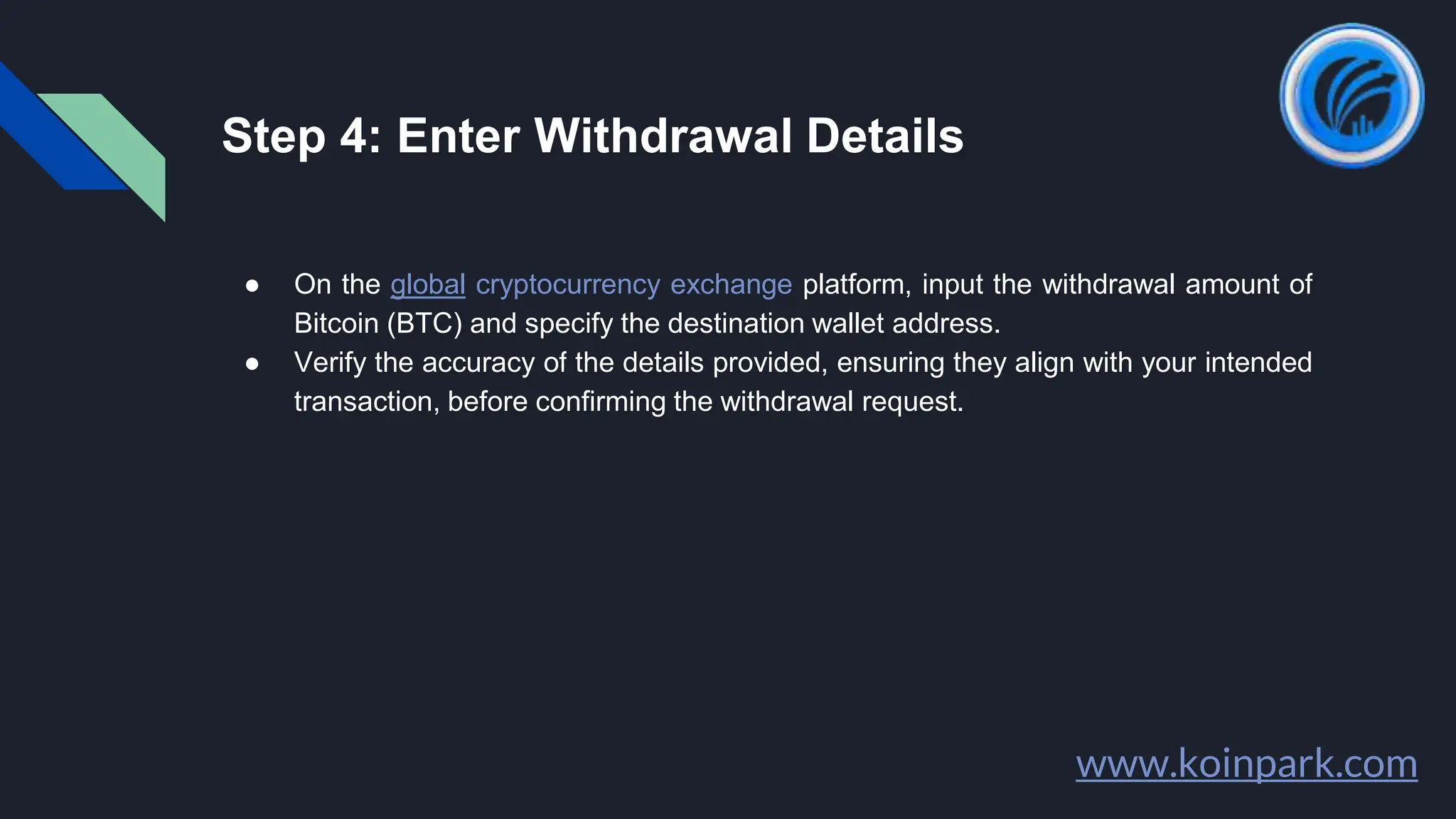 How to Convert Bitcoin (BTC) to Indian Rupee (INR) and How to Withdraw INR  on Koinpark.pptx